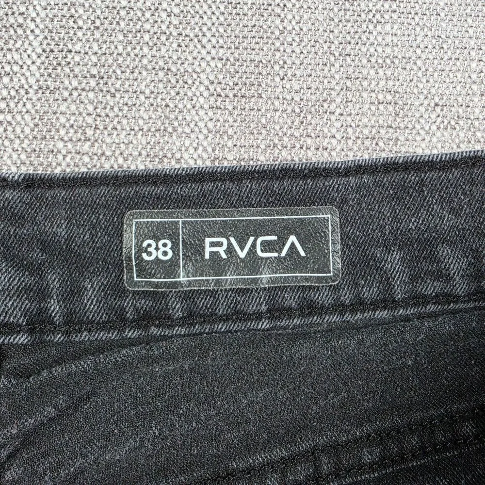 RVCA Mens Jeans 38 Black Denim Pants Slim Straight Stretch Skate Grunge 2000s